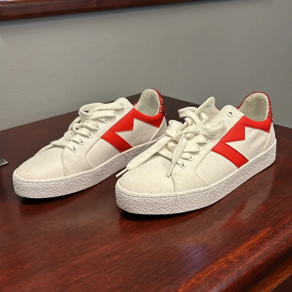 Maje Red and White Athletic Shoes - Picture 2 of 5